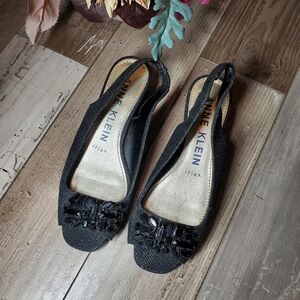 Anne Klein iFlex Elegant & Sparkly Strapback Sandals Women's Size 6M Black NWOT